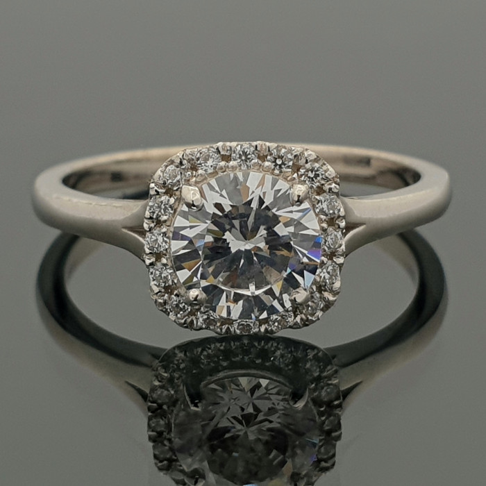 White gold engagement ring with rhinestone eyes (1856)