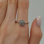 White Gold Halo Ring with Rhinestone Eyelets (1859) 2