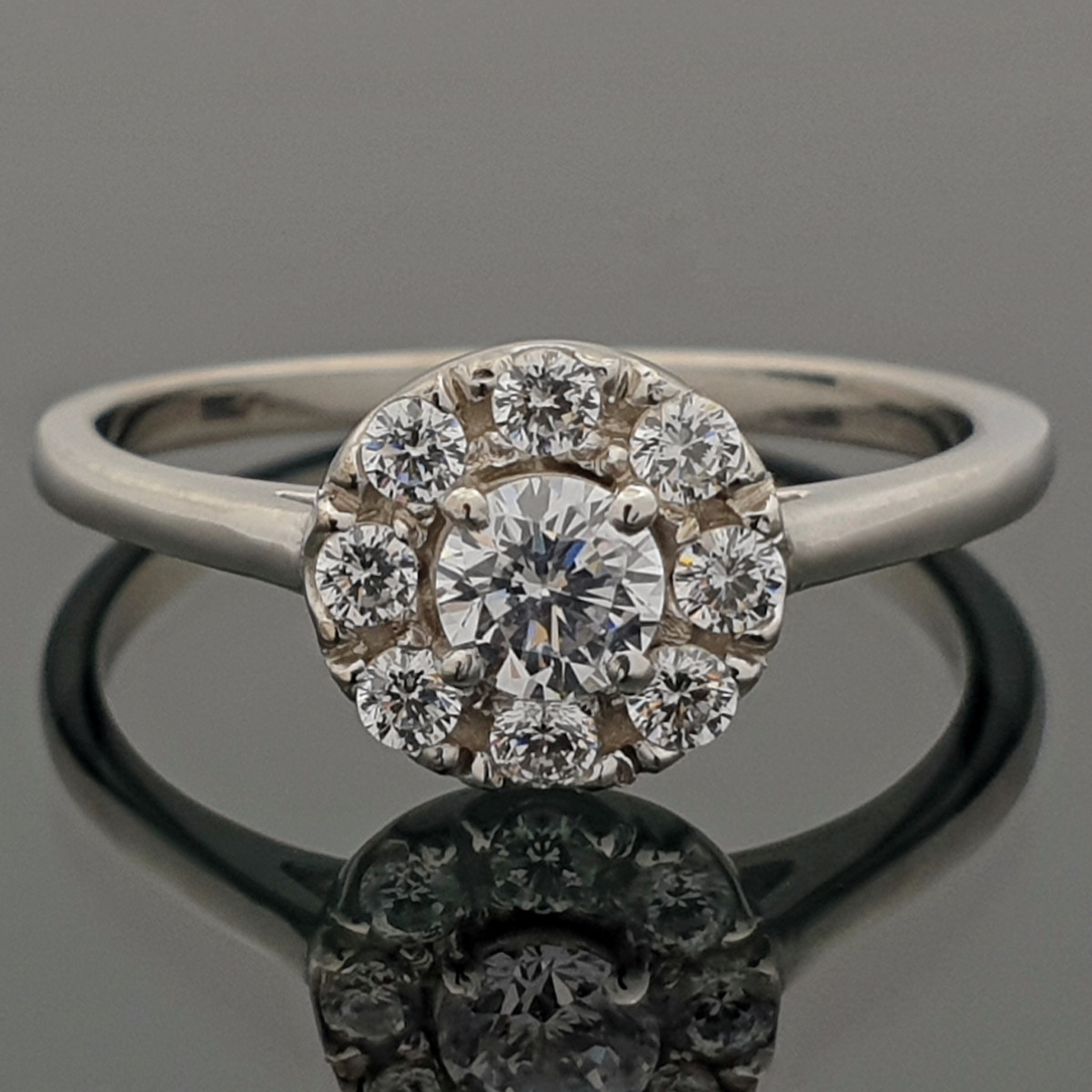 White Gold Halo Ring with Rhinestone Eyelets (1859) 1