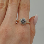 Gold Halo Ring with rhinestone eyelets (1860) 2