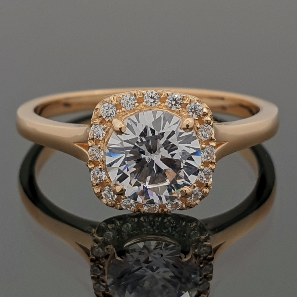 Gold Halo Ring with rhinestone eyelets (1860) 1