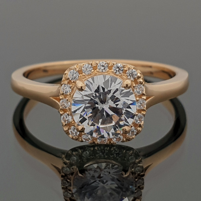 Gold Halo Ring with rhinestone eyelets (1860)