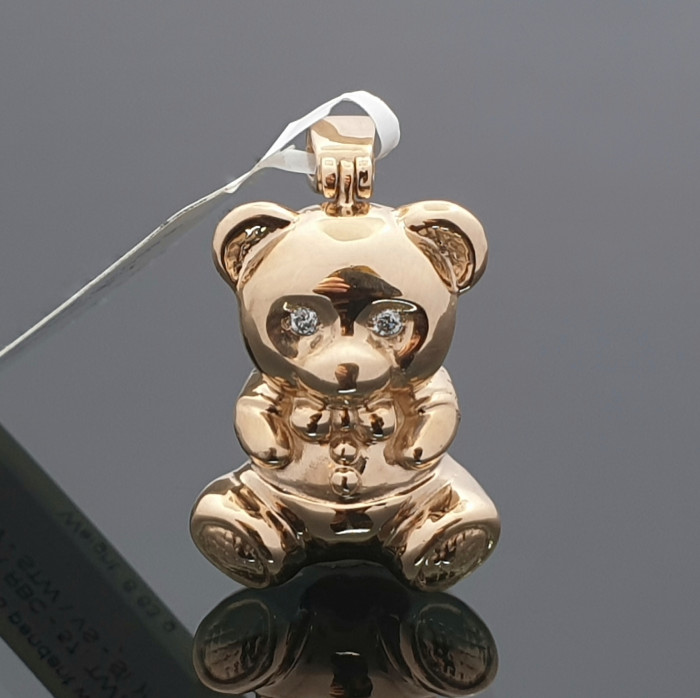 Rausvo aukso pakabukas su deimantais "Teddy" (388)