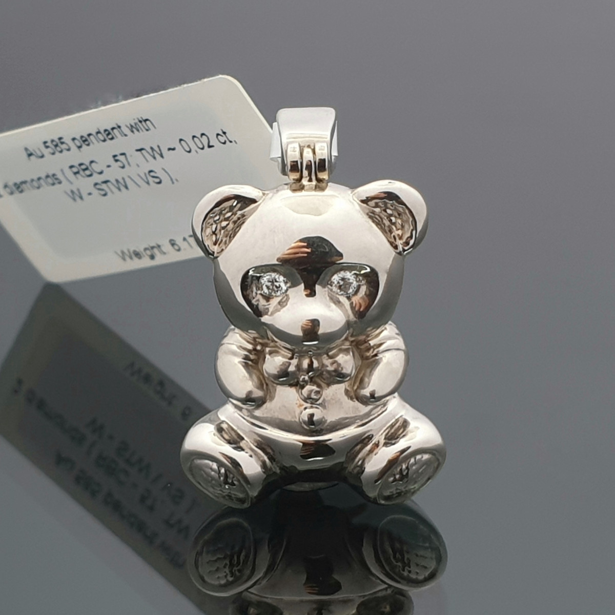 Balto aukso pakabukas su deimantais "Teddy" (389) 1