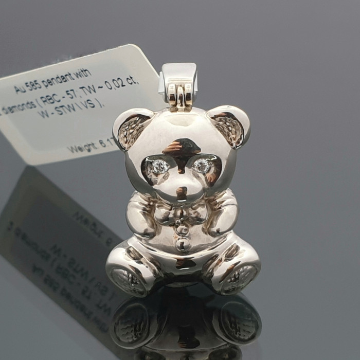 Balto aukso pakabukas su deimantais "Teddy" (389)