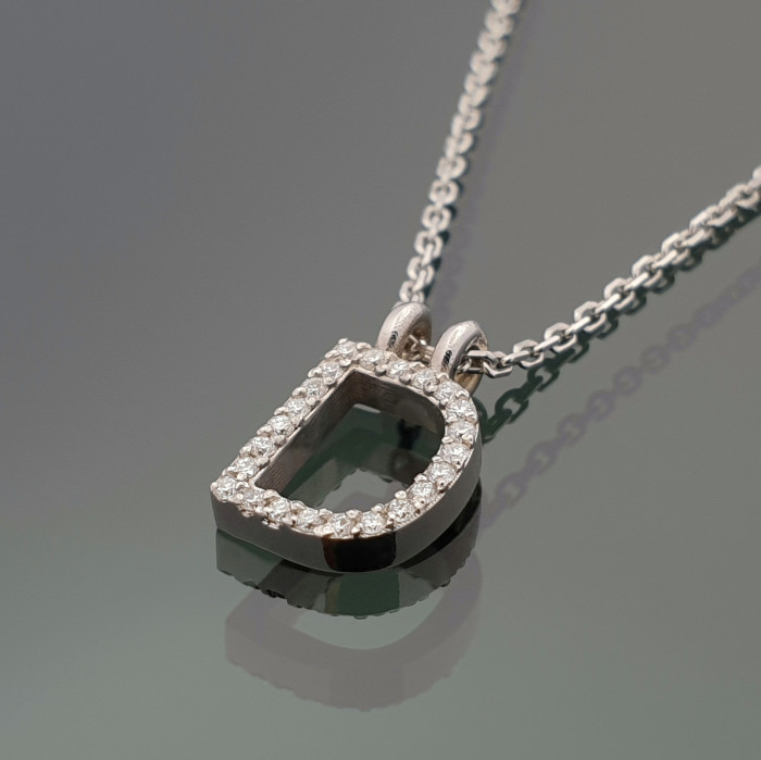 White gold chain with diamond letter "D" (392)