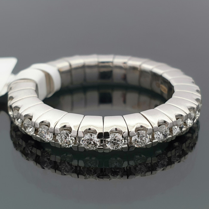 White gold elastic ring with diamond band (2711)