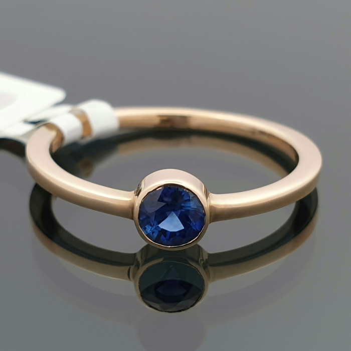 Pink gold ring with blue sapphire (2716)