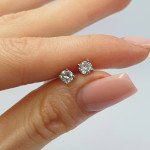 White gold earrings with Lab Grown diamonds and screw-on clasps (2) 2