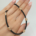 Leather necklace with gold details "Skulls" (1587) 2