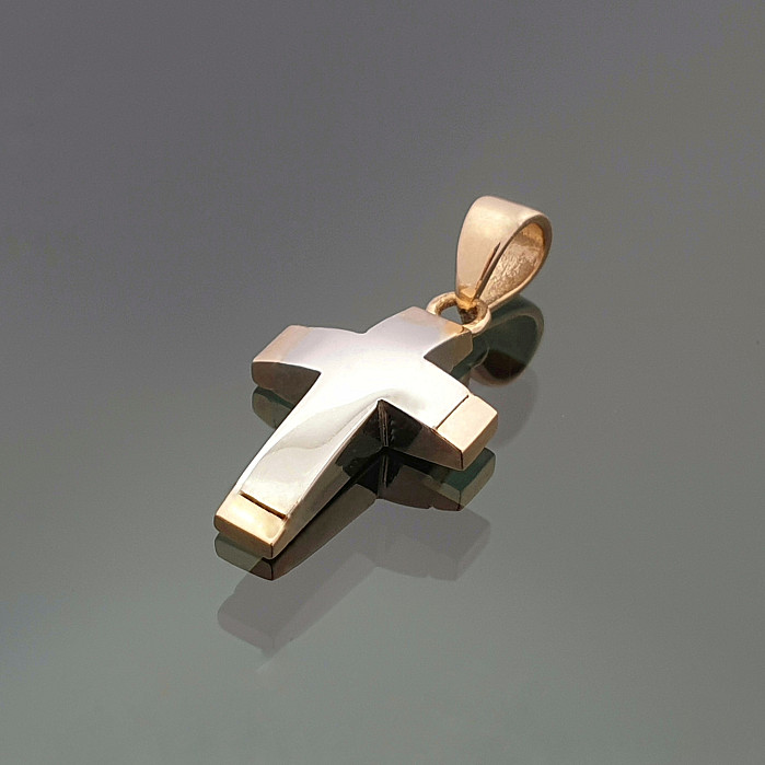Pink and white gold pendant "Cross" (1002)