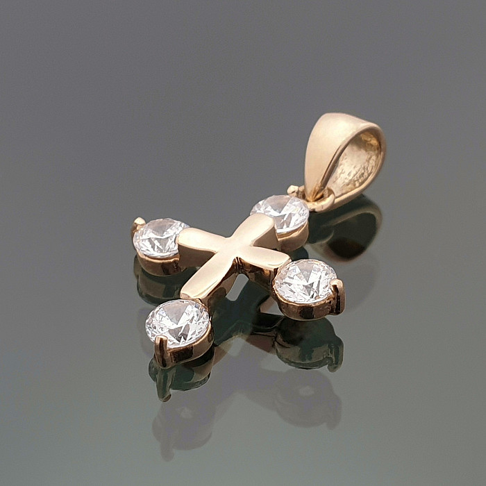 Gold pendant "Cross" with eyelets (1003)