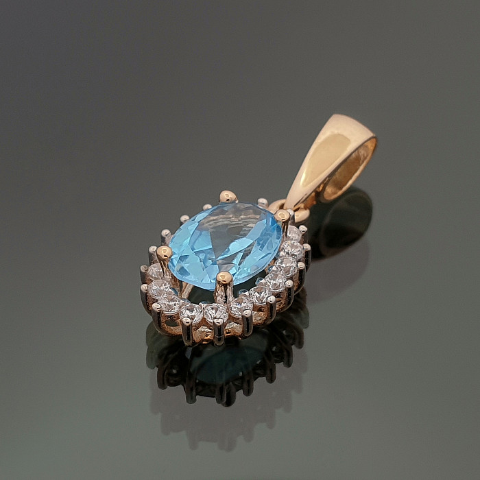 Elegant gold pendant with blue eye (1005)