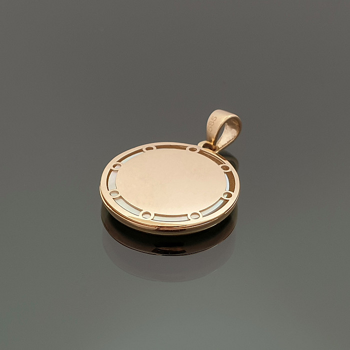 Round gold pendant (Engraving possible) (1014)