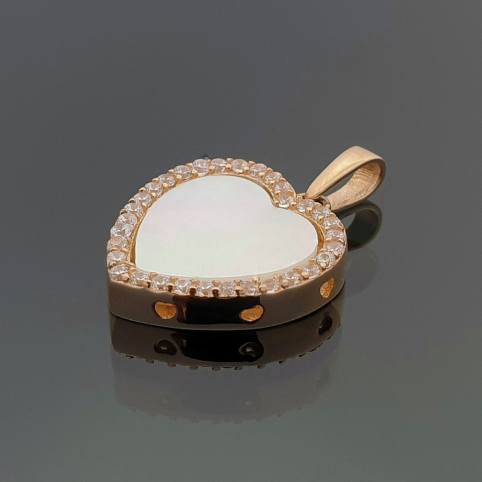 Gold pendant "White heart" (996)