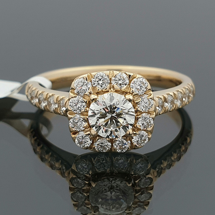 Yellow Gold Halo Engagement Ring with Diamonds (2815)