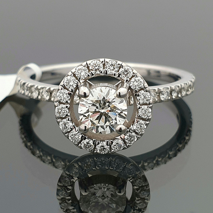 White Gold Halo Engagement Ring with Diamonds (2817)