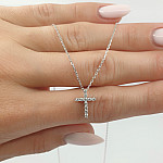 White gold chain with diamond cross (413) 2