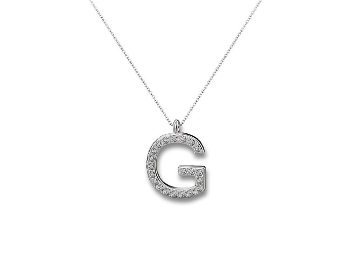 White gold chain with diamond letter "G" (408)