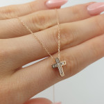 Gold chain with cross pendant (1610) 2