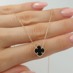 Gold chain with black clover pendant (1620) 2