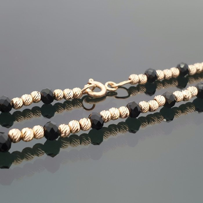 Gold chain with black beads (1626)
