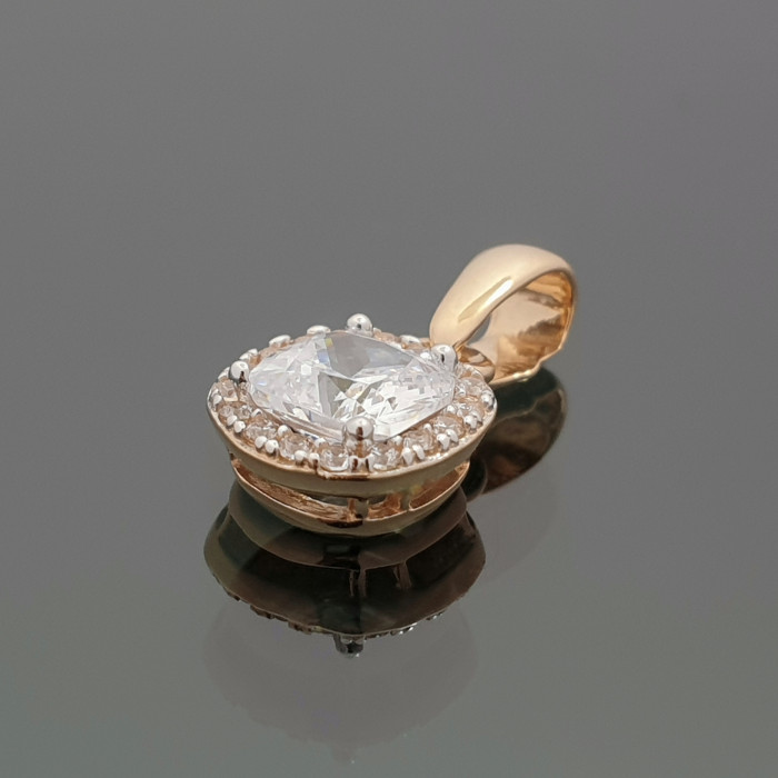 Gold Halo Pendant with Zirconia Eyes (1019)