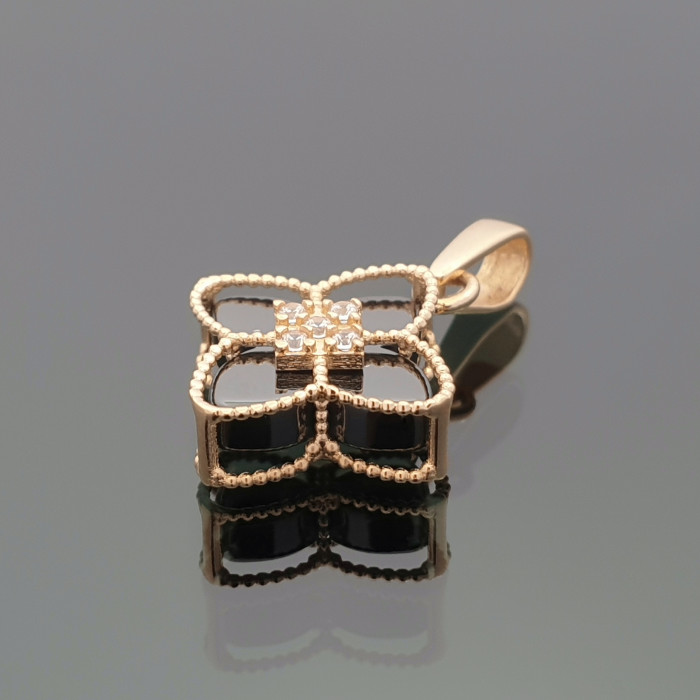 Gold pendant "Black flower" (1035)