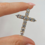 Gold pendant "Cross" with zircon eyes (1050) 2