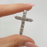Gold pendant "Cross" with zircon eyes (1051) 2