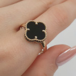 Zelta gredzens "Melnais āboliņš" (1980), Bez cilpām, Zelta standarts: 585, Produkta foto svars: 2.69 g - Pielāgotas rotājumlietas