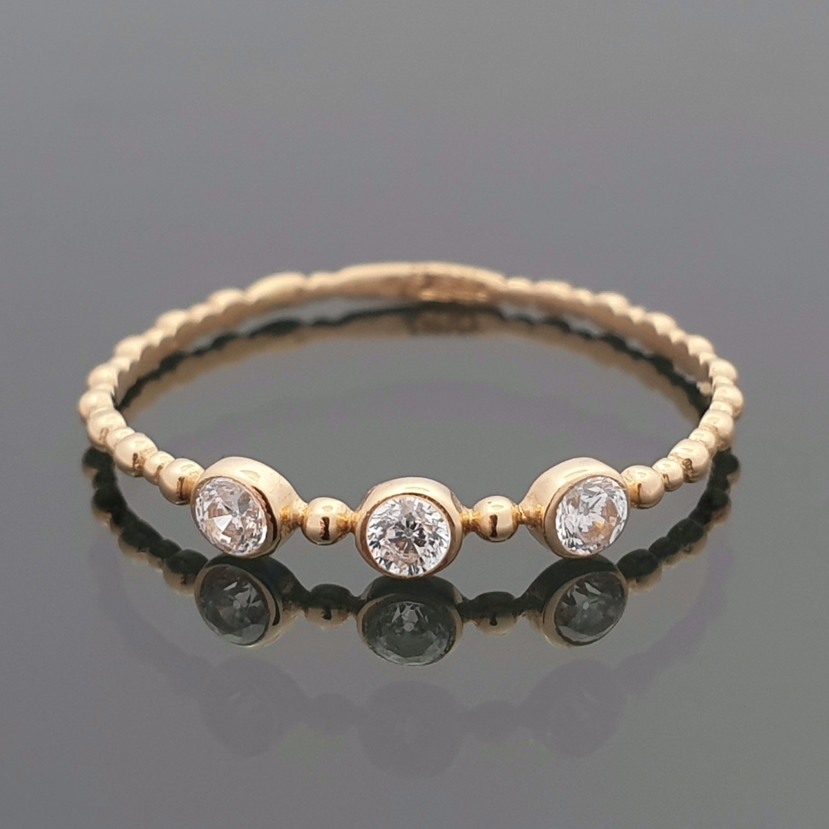 Zelta gredzens ar cilpiņām (1987), Ar acīm, Zelta standarts: 585, Produkta foto svars: 0.47 g, Dārgakmeņi: Cirkons - Rotājumlietas internetā