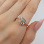 Gold ring with zirconia eyes "Flower" (2071), With Gemstones, Gold type: 585, Item in the photo weight: 2.73 g, Gemstone: Zircon - Custom jewelry