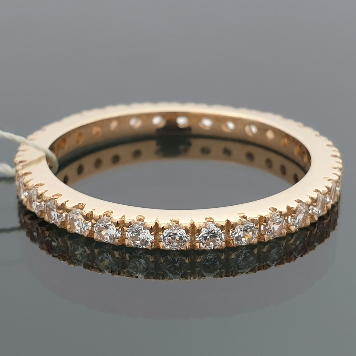 Zelta gredzens, dekorēts ar cirkonija sloksni (2077), Ar acīm, Zelta standarts: 585, Produkta foto svars: 3.07 g, Dārgakmeņi: Cirkons - Rotājumlietas internetā