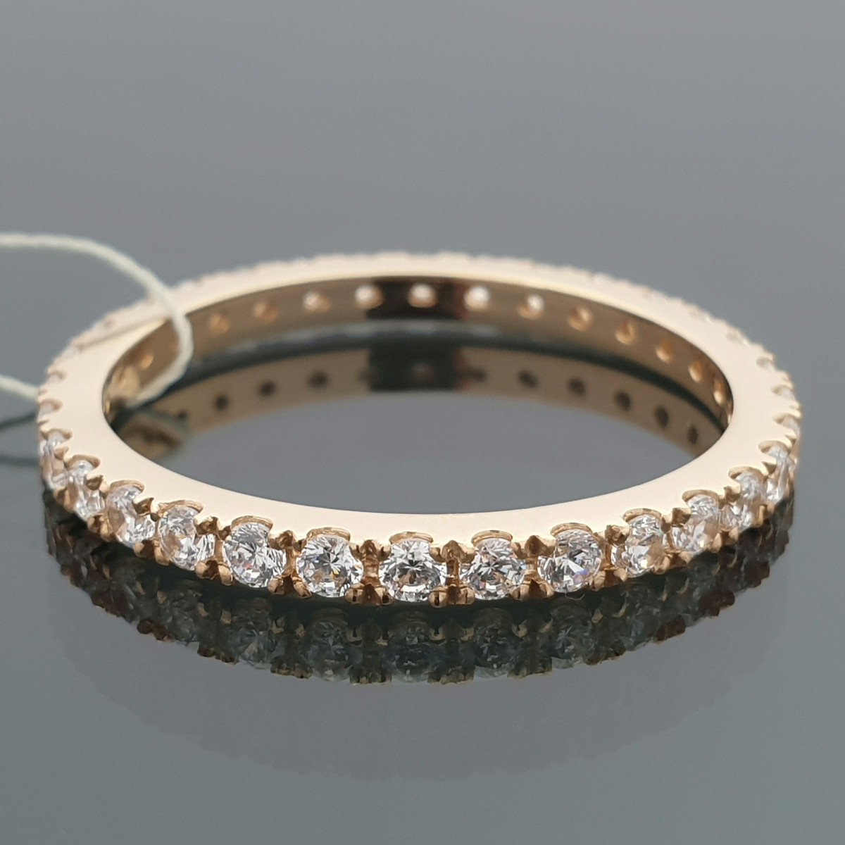 Zelta gredzens, dekorēts ar cirkonija sloksni (2078), Ar acīm, Zelta standarts: 585, Produkta foto svars: 2.78 g, Dārgakmeņi: Cirkons - Rotājumlietas internetā