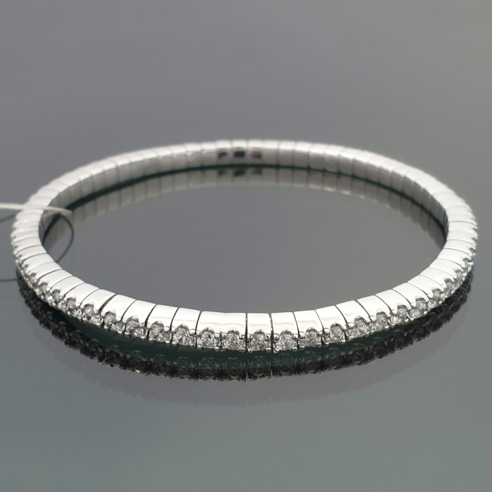 Baltā zelta elastīgā tenisa aproce ar cilpiņām (718)