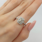 Exclusive Halo Engagement Ring with Emerald Cut Diamond (2906), Halo, Gold type: 585, Item in the photo weight: 3.42 g, Gemstone: Brilliant, Gemstone ct.: 1.00 ct, Gemstone ct.: 1.51-2.00 ct,  Weight of extra gems: 0.50 ct - Custom jewelry