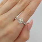 Luxurious engagement ring with a "Pear cut" diamond (2907), Modern engagement rings, Gold type: 585, Item in the photo weight: 2.93 g, Gemstone: Brilliant, Gemstone ct.: 1.02 ct, Gemstone ct.: 0.30-0.69 ct,  Weight of extra gems: 0.40 ct - Custom jewelry