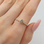 Yellow gold engagement ring with diamonds (2912), Modern engagement rings, Gold type: 585, Item in the photo weight: 1.85 g, Gemstone: Brilliant, Gemstone ct.: 0.30-0.69 ct, Gemstone ct.: 0.40 ct,  Weight of extra gems: 0.23 ct - Custom jewelry