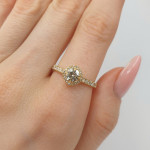 Yellow Gold Halo Ring with Diamonds (2913), Halo, Gold type: 585, Item in the photo weight: 2.12 g, Gemstone: Brilliant, Gemstone ct.: 0.70-1.50 ct, Gemstone ct.: 0.40 ct,  Weight of extra gems: 0.38 ct - Custom jewelry