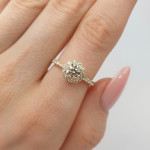 Yellow Gold Halo Engagement Ring with Diamonds (2914), Halo, Gold type: 585, Item in the photo weight: 2.47 g, Gemstone: Brilliant, Gemstone ct.: 0.40 ct, Gemstone ct.: 0.70-1.50 ct,  Weight of extra gems: 0.54 ct - Custom jewelry