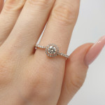 Rose Gold Halo Engagement Ring with Diamonds (2915), Halo, Gold type: 585, Item in the photo weight: 1.67 g, Gemstone: Brilliant, Gemstone ct.: 0.30 ct, Gemstone ct.: 0.30-0.69 ct,  Weight of extra gems: 0.25 ct - Custom jewelry