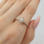 Luxurious teardrop engagement ring with diamonds (2917), Halo, Gold type: 585, Item in the photo weight: 2.41 g, Gemstone: Brilliant, Gemstone ct.: 0.20 ct, Gemstone ct.: 0.30-0.69 ct,  Weight of extra gems: 0.34 ct - Custom jewelry