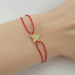 Raudono siūlo apyrankė su deimantais "Žvaigždutė" (152), Siūlo apyrankės, Aukso praba: 585, Gaminio nuotraukoje svoris: 0.94 g, Brangakmenis: Briliantas, Brangakmenio svoris: 0.14 ct, Brangakmenio svoris ct.: 0.10-0.19 ct - Papuošalai pagal užsakymą