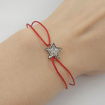 Raudono siūlo apyrankė su deimantais "Žvaigždutė" (159), Siūlo apyrankės, Aukso praba: 585, Gaminio nuotraukoje svoris: 0.94 g, Brangakmenis: Briliantas, Brangakmenio svoris: 0.14 ct, Brangakmenio svoris ct.: 0.10-0.19 ct - Papuošalai pagal užsakymą