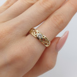 Yellow gold elegant ring with diamond (2805), Women's Rings, Gold type: 585, Item in the photo weight: 3.35 g, Gemstone: Brilliant, Gemstone ct.: 0.15 ct, Gemstone ct.: 0.10-0.19 ct - Custom jewelry