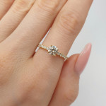 Modern engagement ring decorated with diamonds (2935), Halo, Gold type: 585, Item in the photo weight: 1.70 g, Gemstone: Brilliant, Gemstone ct.: 0.70-1.50 ct, Gemstone ct.: 0.42 ct,  Weight of extra gems: 0.24 ct - Custom jewelry