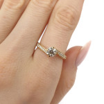 Modern yellow gold engagement ring with diamonds (2944), Halo, Gold type: 585, Item in the photo weight: 2.61 g, Gemstone: Brilliant, Gemstone ct.: 0.40 ct, Gemstone ct.: 0.70-1.50 ct,  Weight of extra gems: 0.26 ct - Custom jewelry