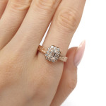 Rose Gold Halo Engagement Ring with Diamonds (2945), Halo, Gold type: 585, Item in the photo weight: 2.02 g, Gemstone: Brilliant, Gemstone ct.: 0.70-1.50 ct, Gemstone ct.: 0.37 ct,  Weight of extra gems: 0.22 ct - Custom jewelry