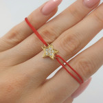 Raudono siūlo apyrankė su deimantais "Žvaigždutė" (101), Siūlo apyrankės, Aukso praba: 585, Gaminio nuotraukoje svoris: 0.93 g, Brangakmenis: Briliantas, Brangakmenio svoris ct.: 0.10-0.19 ct, Brangakmenio svoris: 0.14 ct - Papuošalai pagal užsakymą